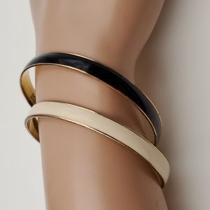 J. Crew Black & Off White Bangle Bracelets
